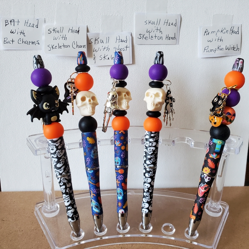 Halloween Themed Beaded Pens with Charms